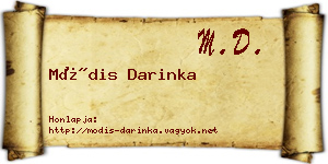 Módis Darinka névjegykártya